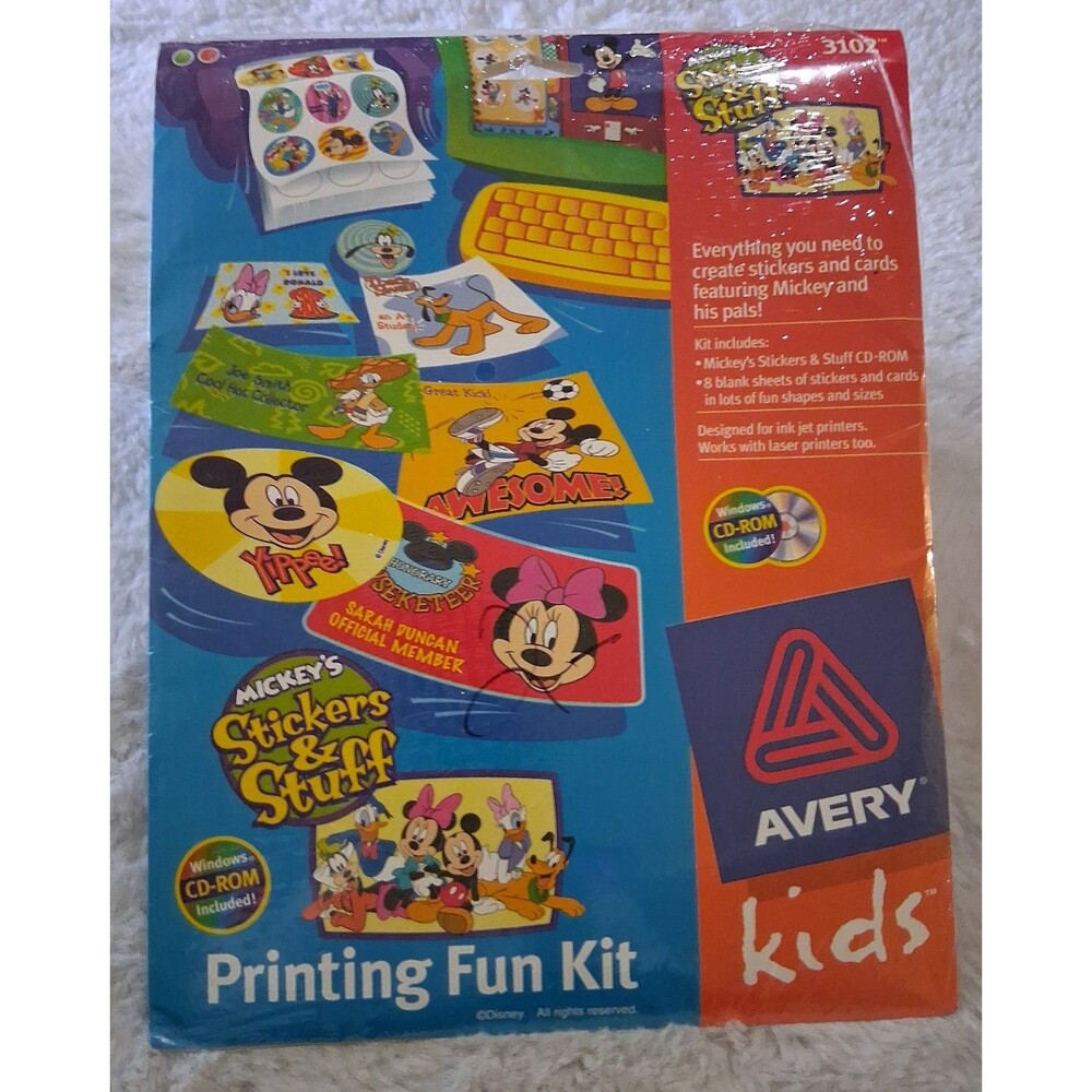 AVERY Kids Mickey's Stickers & Stuff Printing Fun Kit